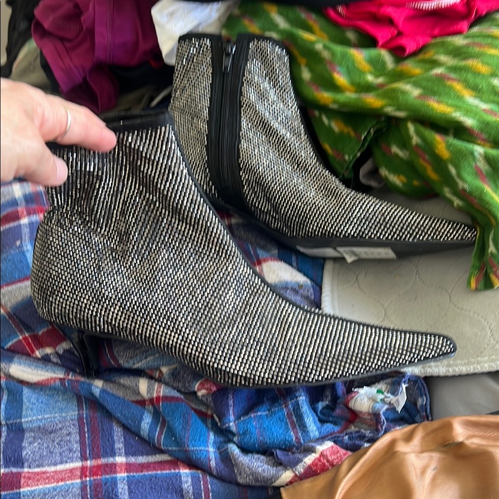 Adika Black and White Ankle Booties with Sleek Design size 7